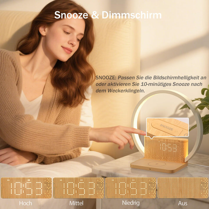 Lichtwecker Nachttischlampe 4-in-1 mit Wireless Charging und Naturklängen - Bild 5