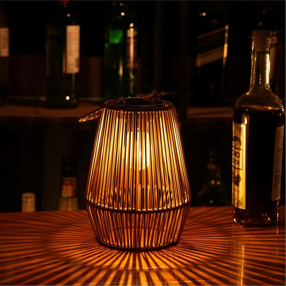 Solar Laterne Rattan handgeflochten 2er-Set warmweiss Aussen - Bild 7