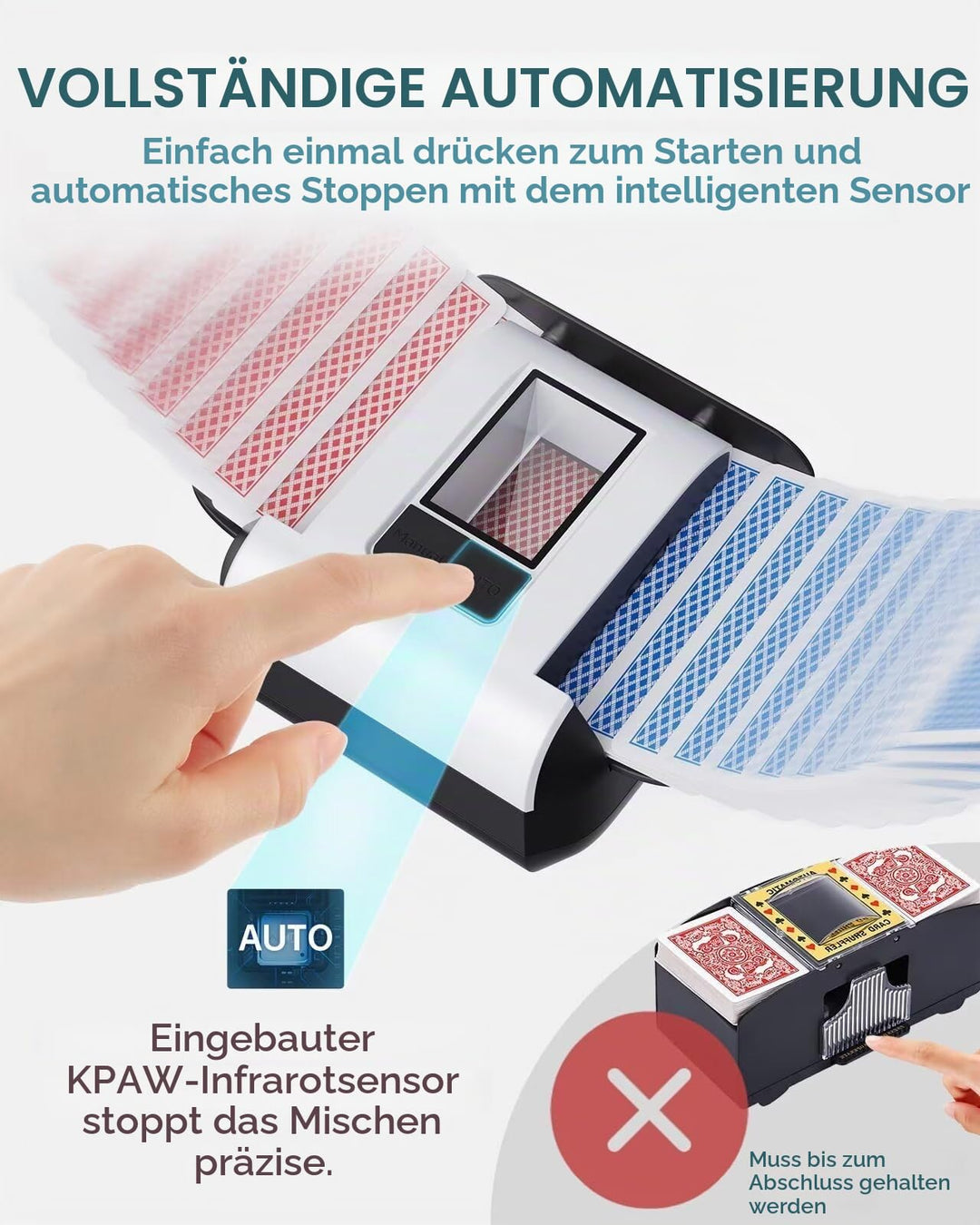 Kartenmischer elektrisch 2-Modi USB-C fuer Poker Bridge Kartenspiele - Bild 4