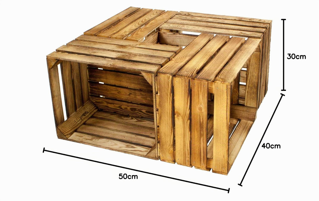 Holzkisten Set 4-teilig geflammt Shabby Chic Couchtisch Regal - Bild 9
