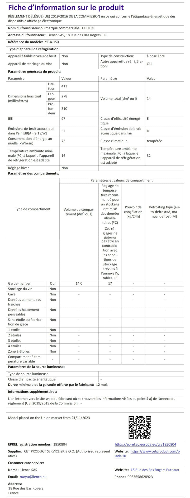 Mini Kühlschrank 15L mit Kühl- und Heizfunktion, ECO-Modus, Schwarz - Bild 12