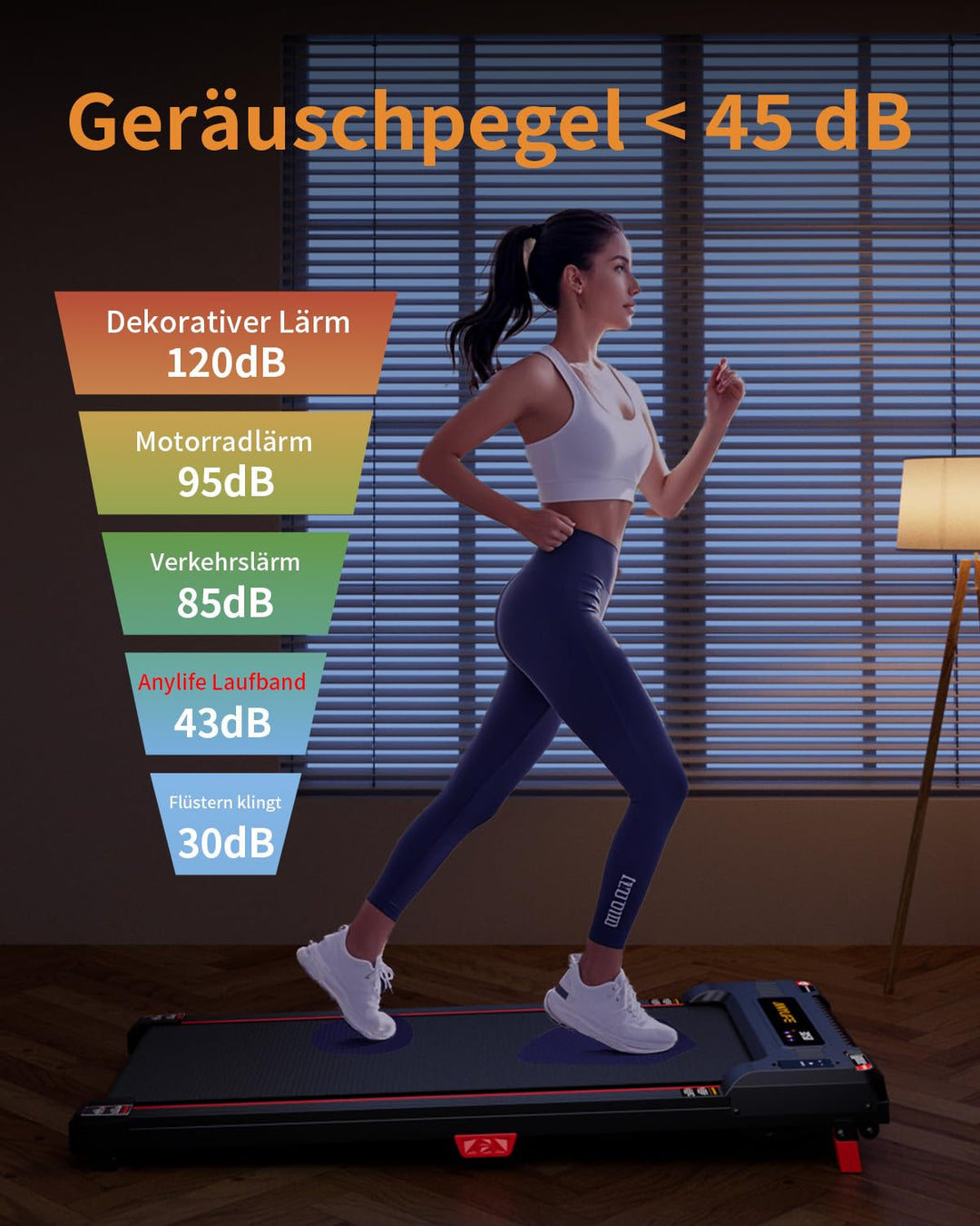 Laufband mit Steigung 5° und LED-Anzeige fuer Zuhause 150kg - Bild 8