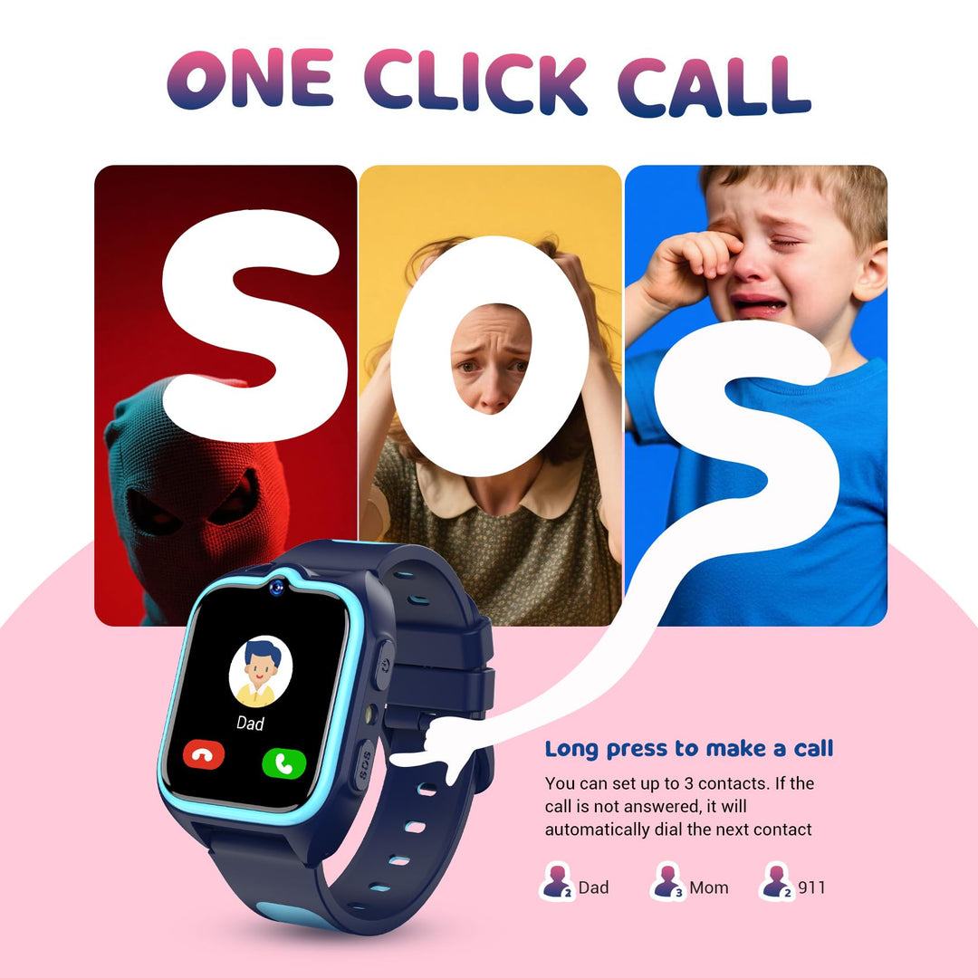 Kinder-Smartwatch 4G GPS SOS-Notruf Videoanruf Touchscreen Rosa - Bild 4