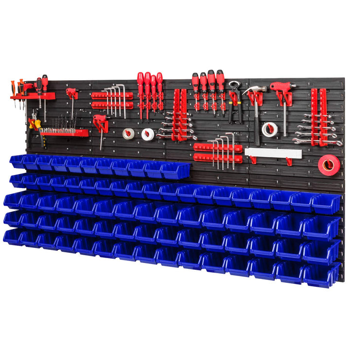 Wandregal Werkstatt Polypropylen 1544x780mm mit 75 Boxen und 38 Haltern