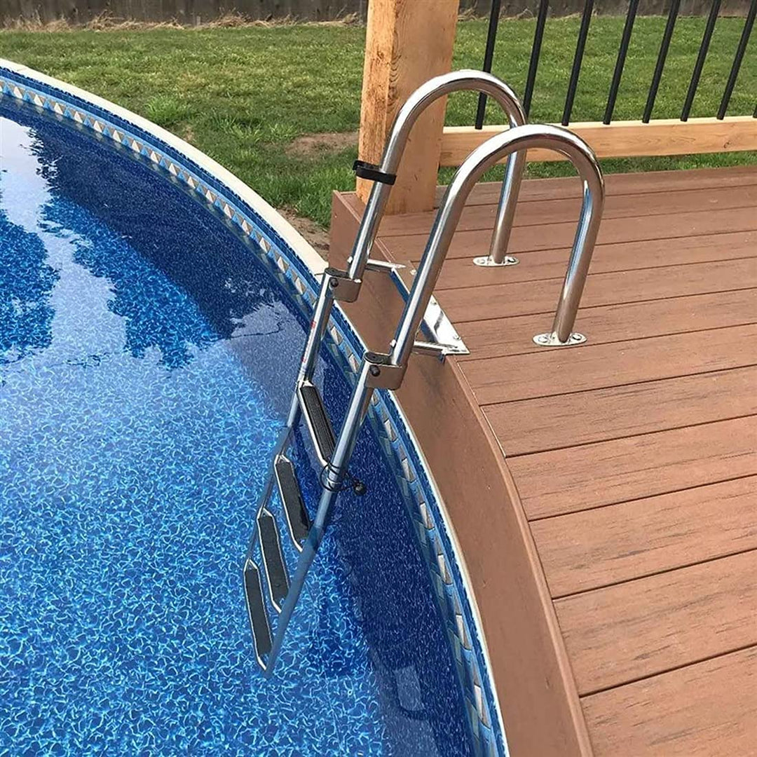 Badeleiter Edelstahl 316 klappbar 4 Stufen 240 kg fuer Pool und Boot