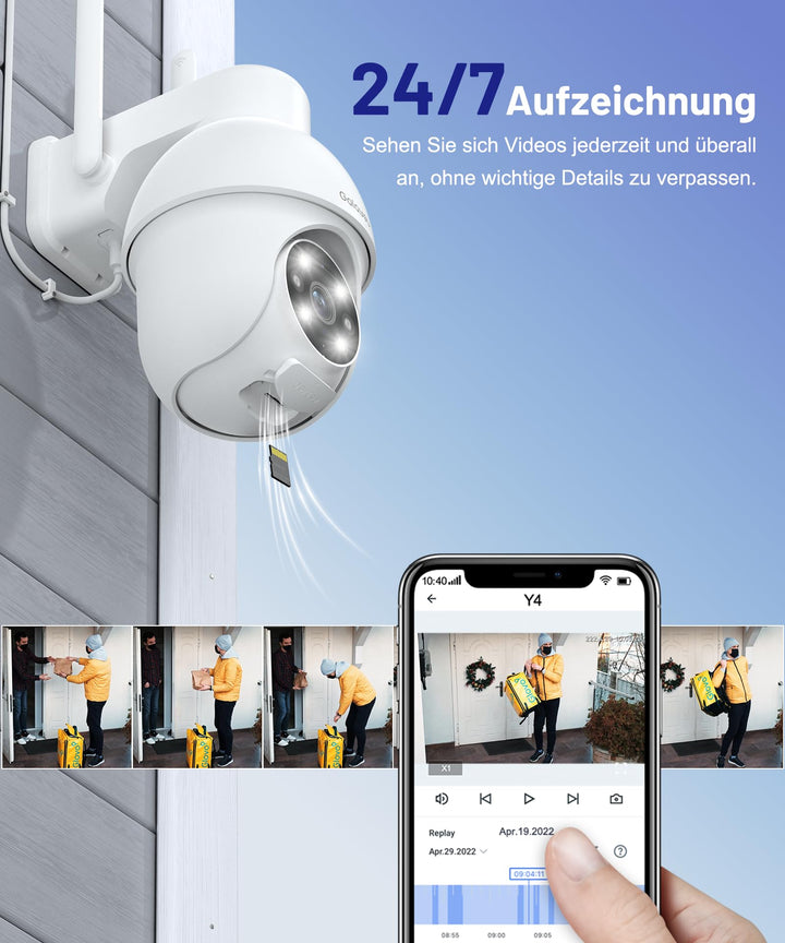Überwachungskamera Aussen 2K WLAN PTZ mit Nachtsicht und 2-Wege-Audio - Bild 8