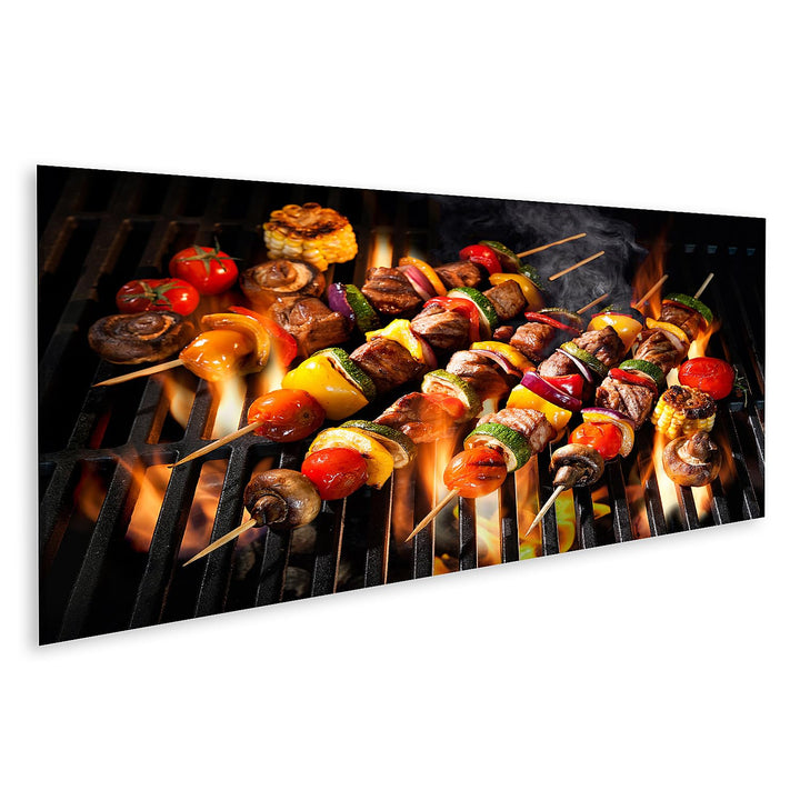 Leinwandbild Grillspieße Panorama 120x40 cm Küchendeko - Bild 3