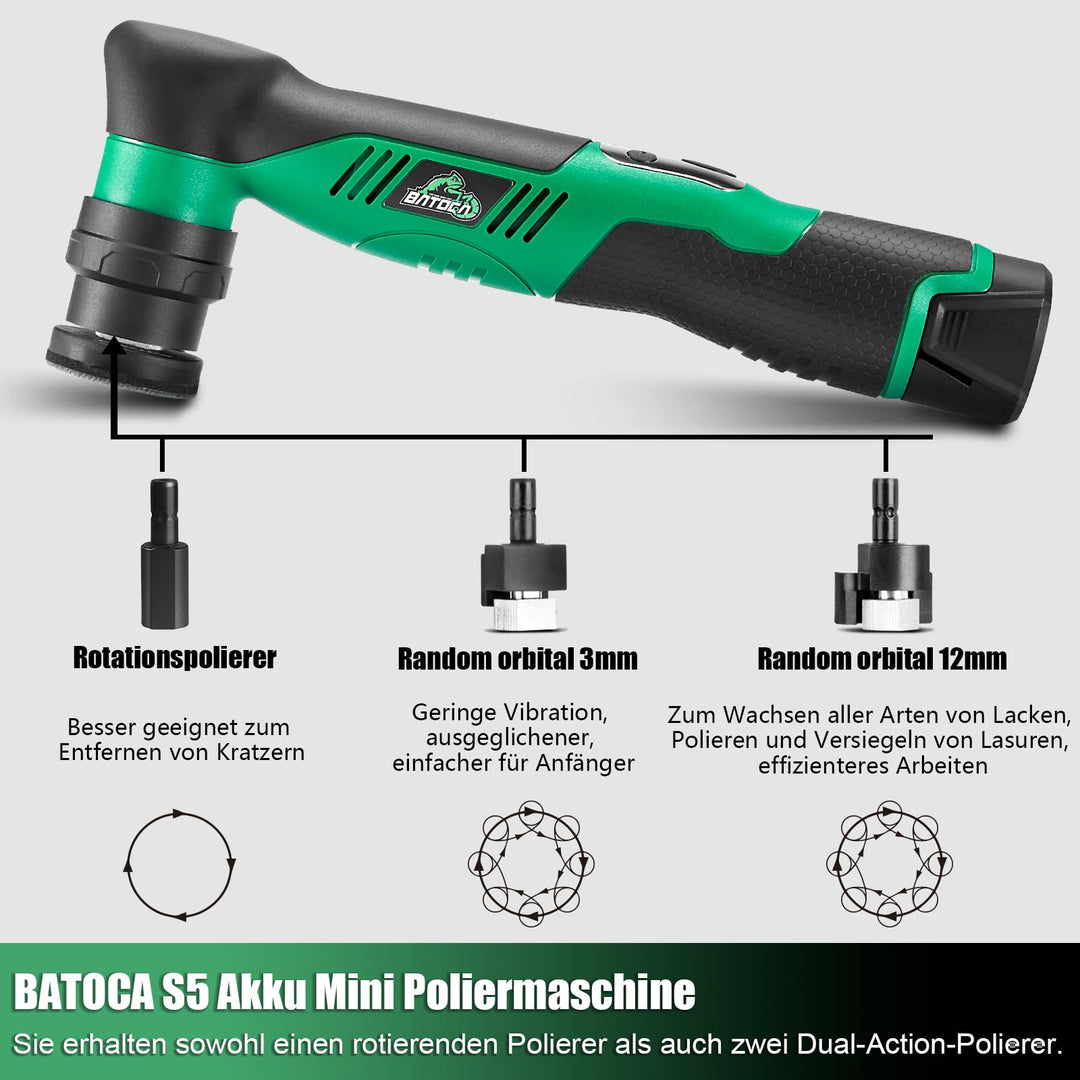 Mini Poliermaschine Akku 3-in-1 Rotation &amp; Exzenter 6 Stufen für Autopflege - Bild 6