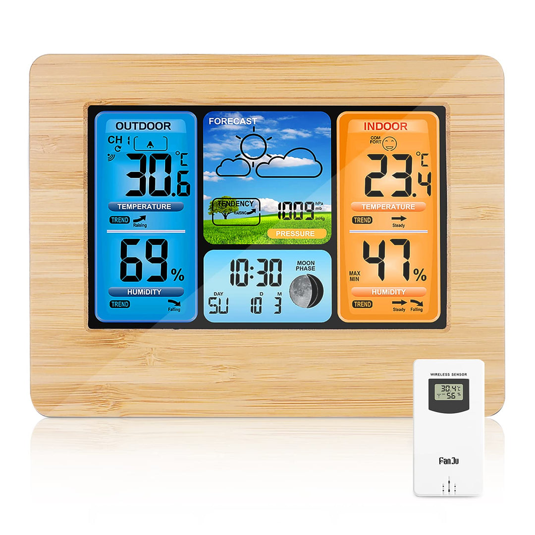 Wetterstation kabellos mit Innen-Aussen-Sensor 6,5-Zoll-Display