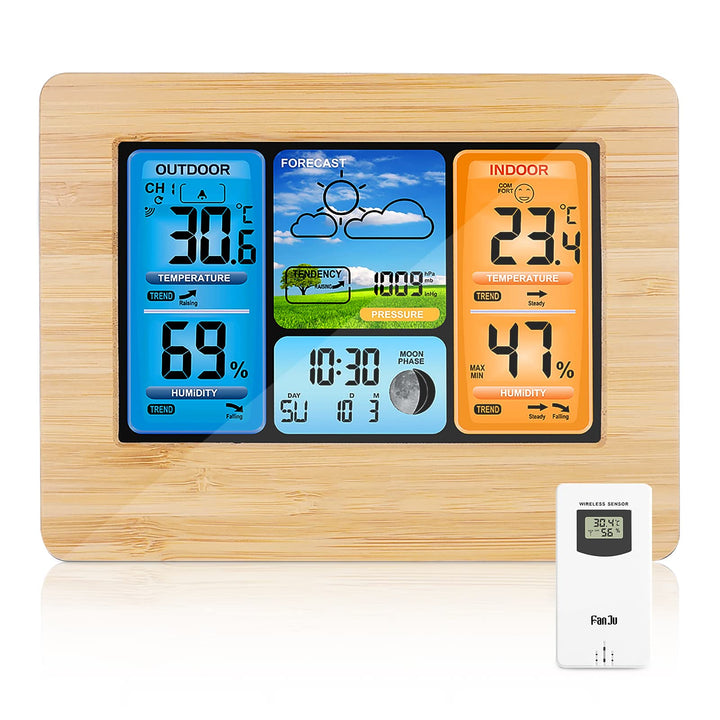 Wetterstation kabellos mit Innen-Aussen-Sensor 6,5-Zoll-Display