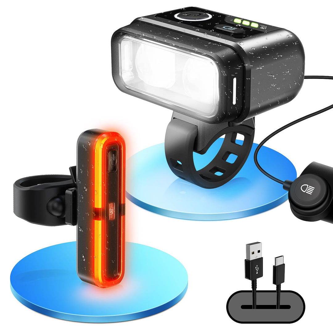 Fahrradlicht Set StVZO 100 Lux Fernlicht &amp; Bremslicht USB-C aufladbar