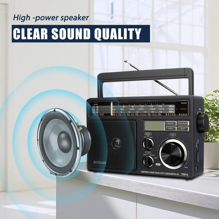 Tragbares Retro-Radio AM/FM/SW mit USB, TF-Karte und Lautsprecher - Bild 3