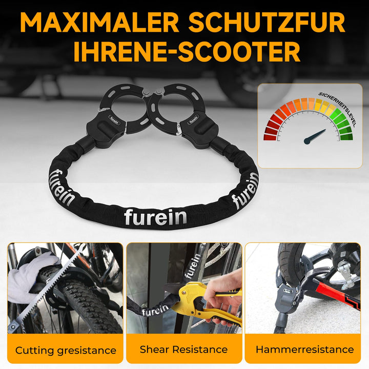 Kettenschloss E-Scooter Stahl 91 cm mit Tasche 4L schwarz - Bild 6