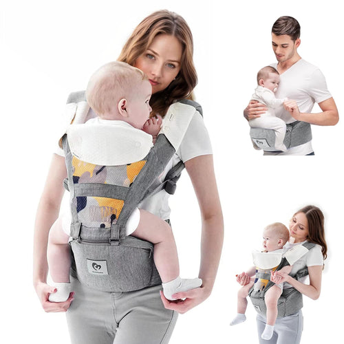 Babytrage All-in-One ergonomisch 0-36 Monate 6 Trageweisen Grau