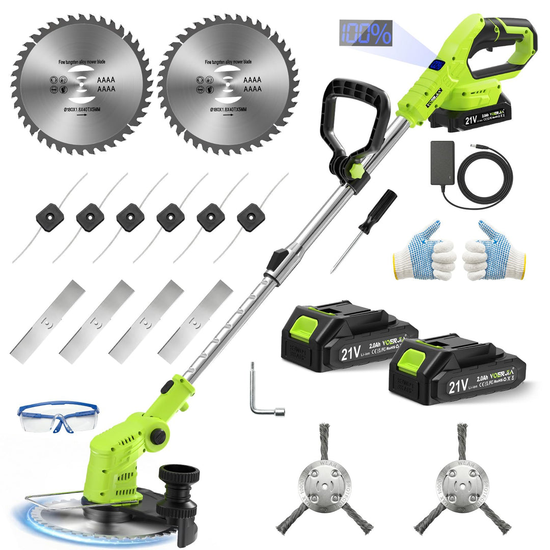 Akku-Rasentrimmer 4-in-1 mit 2 Akkus 21V LCD-Anzeige 24000 U/min