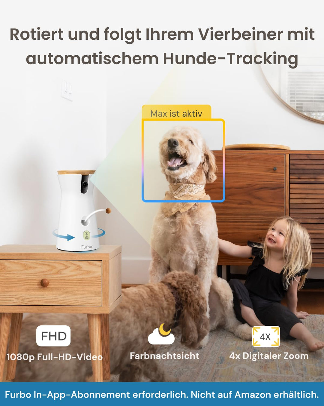 Hundekamera 360° mit Leckerliwurf 1080p Full HD Farbnachtsicht - Bild 5