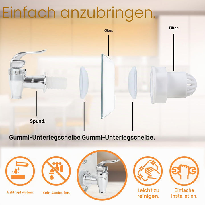 Glas Getränkespender 4L mit Zapfhahn und Ständer 2er-Set - Bild 4