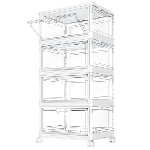 Aufbewahrungsbox mit Deckel 23L transparent stapelbar 4er-Set