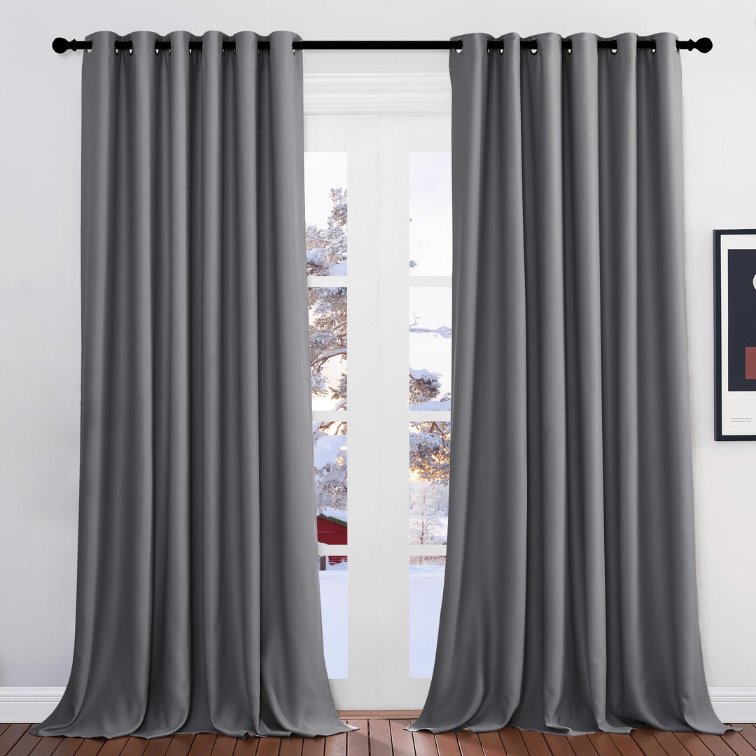 Verdunkelungsvorhang Thermoschutz Ösen 200x245 cm Grau 2er-Set