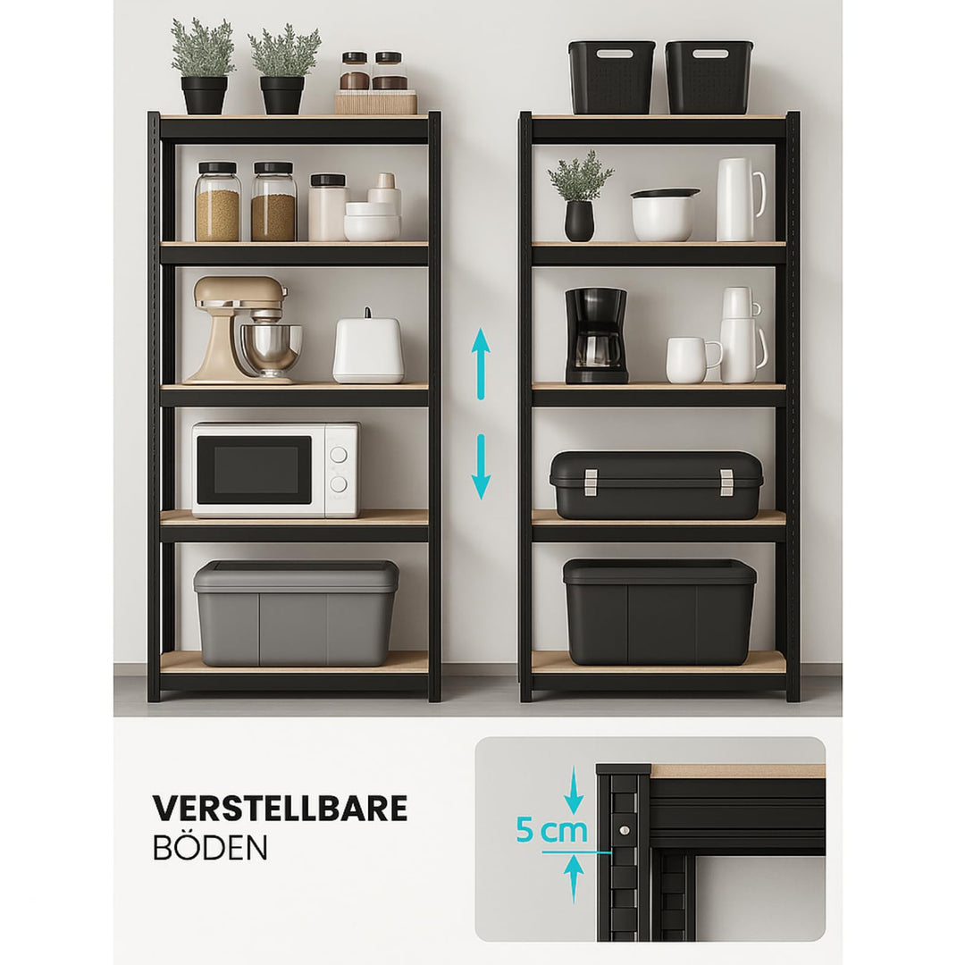 Schwerlastregal 2er Set Stahl 50x100x200 cm bis 600 kg schwarz - Bild 5