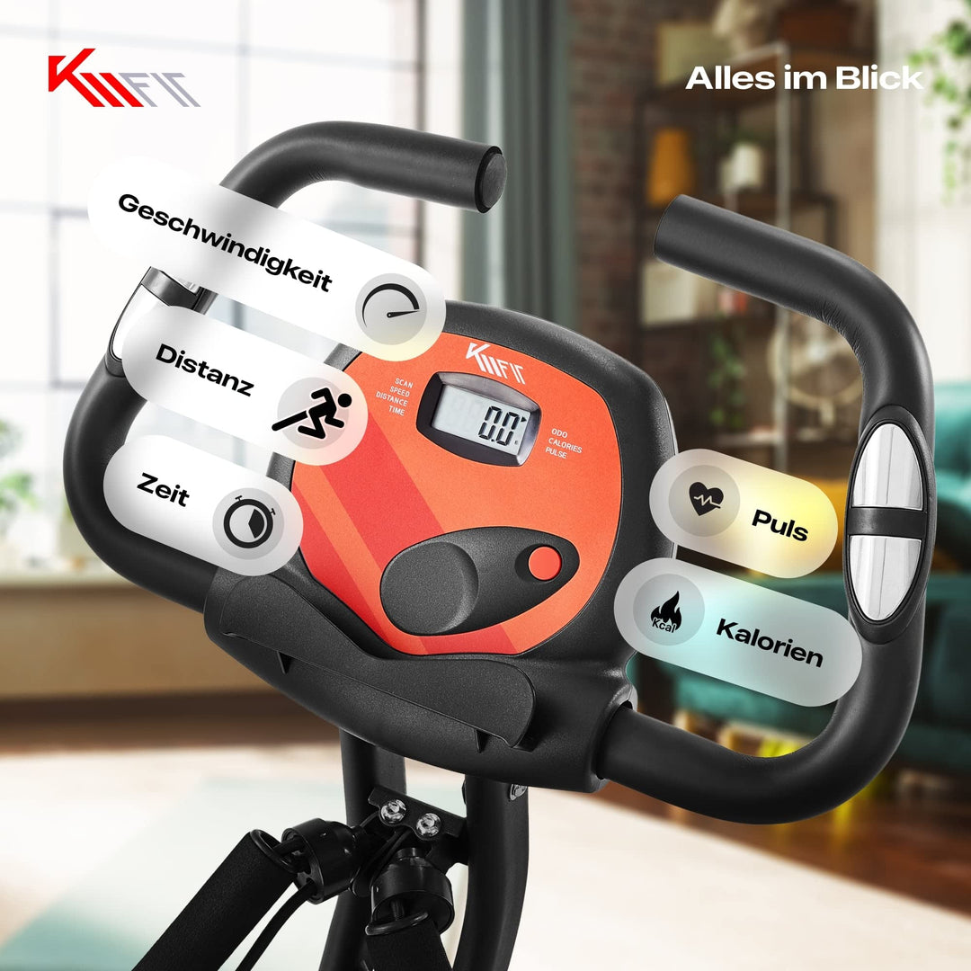 Heimtrainer Fahrrad klappbar 2-in-1 mit Zugbaendern, 16 Stufen - Bild 4