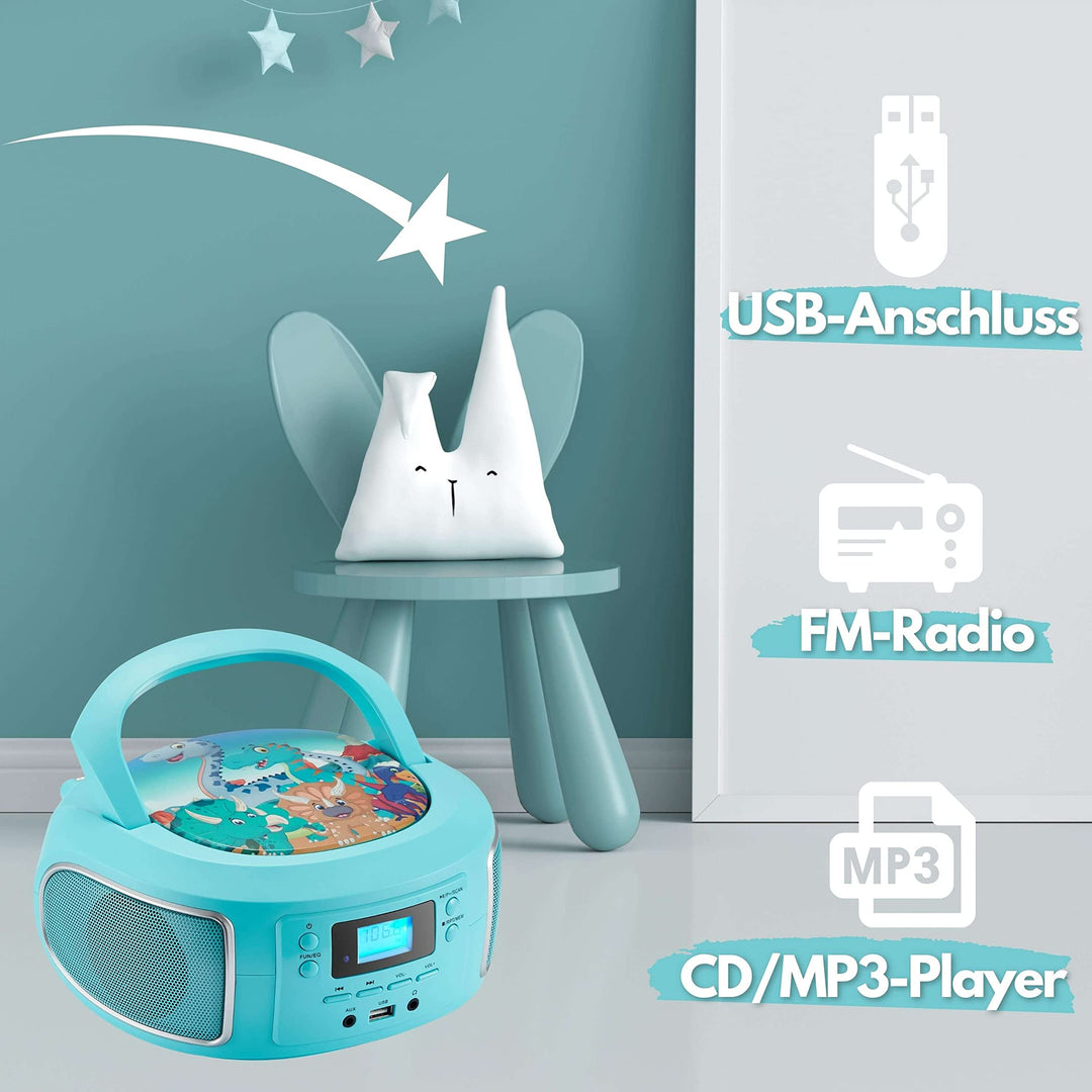 CD-Radio Boombox Kompakt mit FM, USB &amp; AUX in Grün - Bild 5