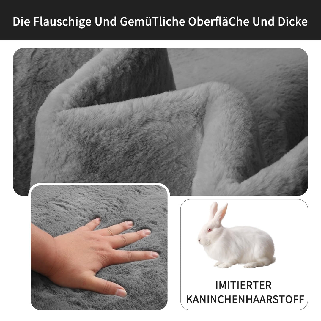 Kunstfell Teppich Kurzflor Dunkelgrau 160x230 cm Wohnzimmer - Bild 2