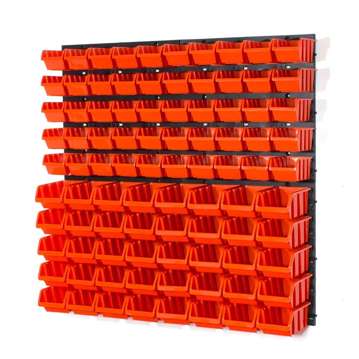 Wandregal-Set mit 90 Stapelboxen Orange POP-Serie Werkstatt