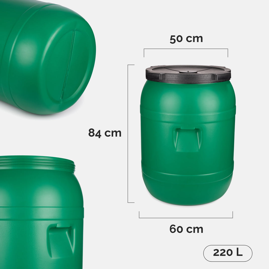 Weithalsfass 220 L Rund Lebensmittelecht Futtertonne Wassertank Grün - Bild 2