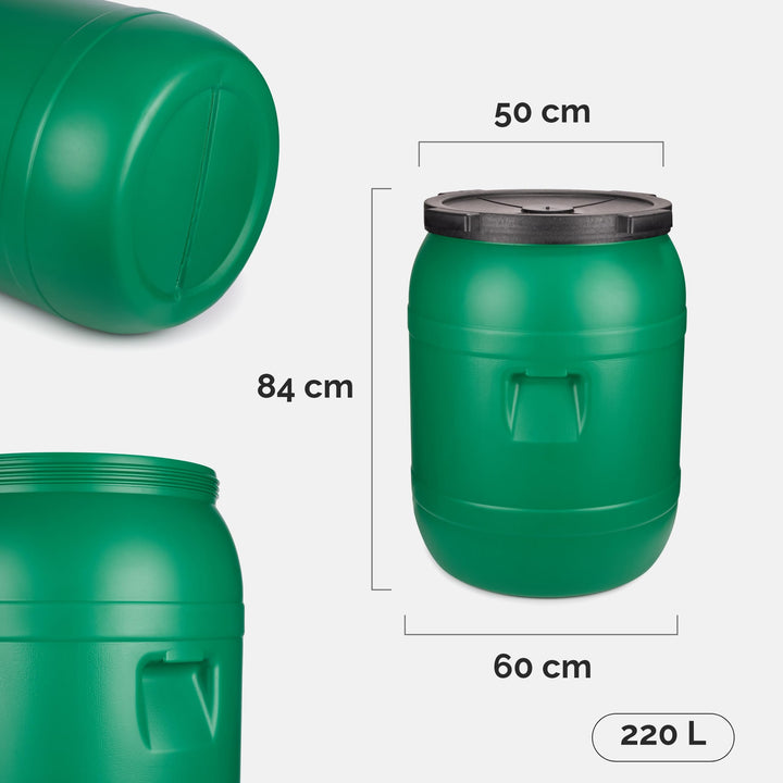 Weithalsfass 220 L Rund Lebensmittelecht Futtertonne Wassertank Grün - Bild 2