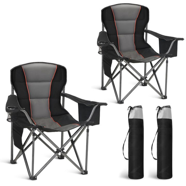 Campingstuhl Faltbar XXL 2er Set 200kg Belastbar mit Kühltasche