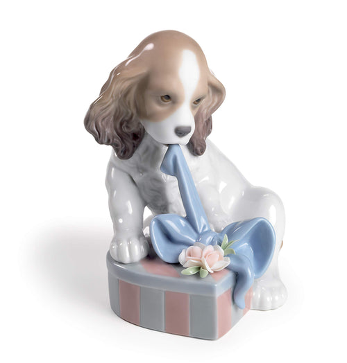 Porzellan-Hundefigur Cocker Spaniel Welpe handgefertigt Deko