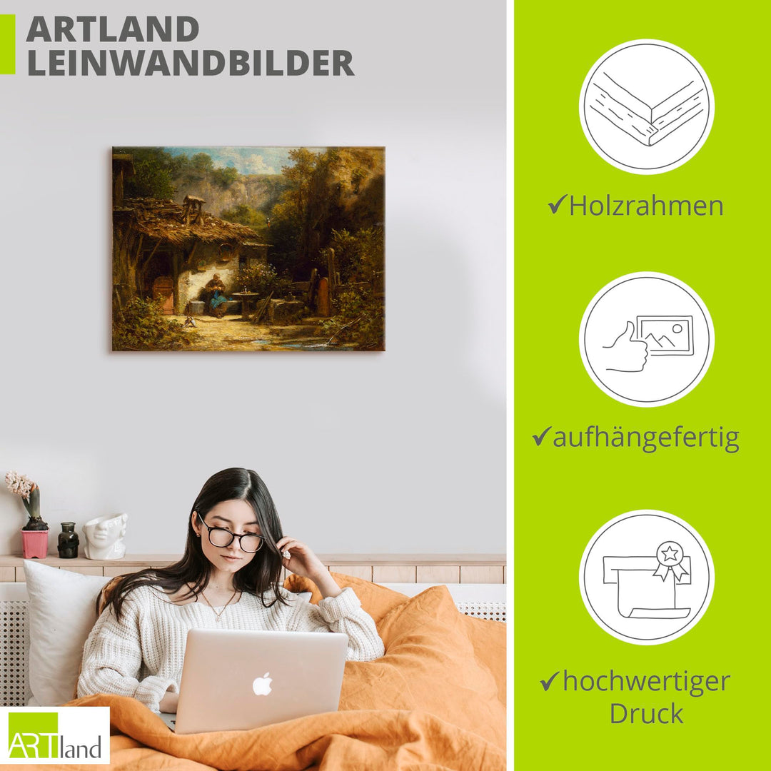 Leinwandbild Carl Spitzweg Strickender Einsiedler 60x45 cm - Bild 3