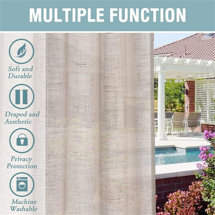 Outdoor Vorhang Leinenoptik wasserdicht halbtransparent 2er Set 213x132 cm - Bild 5