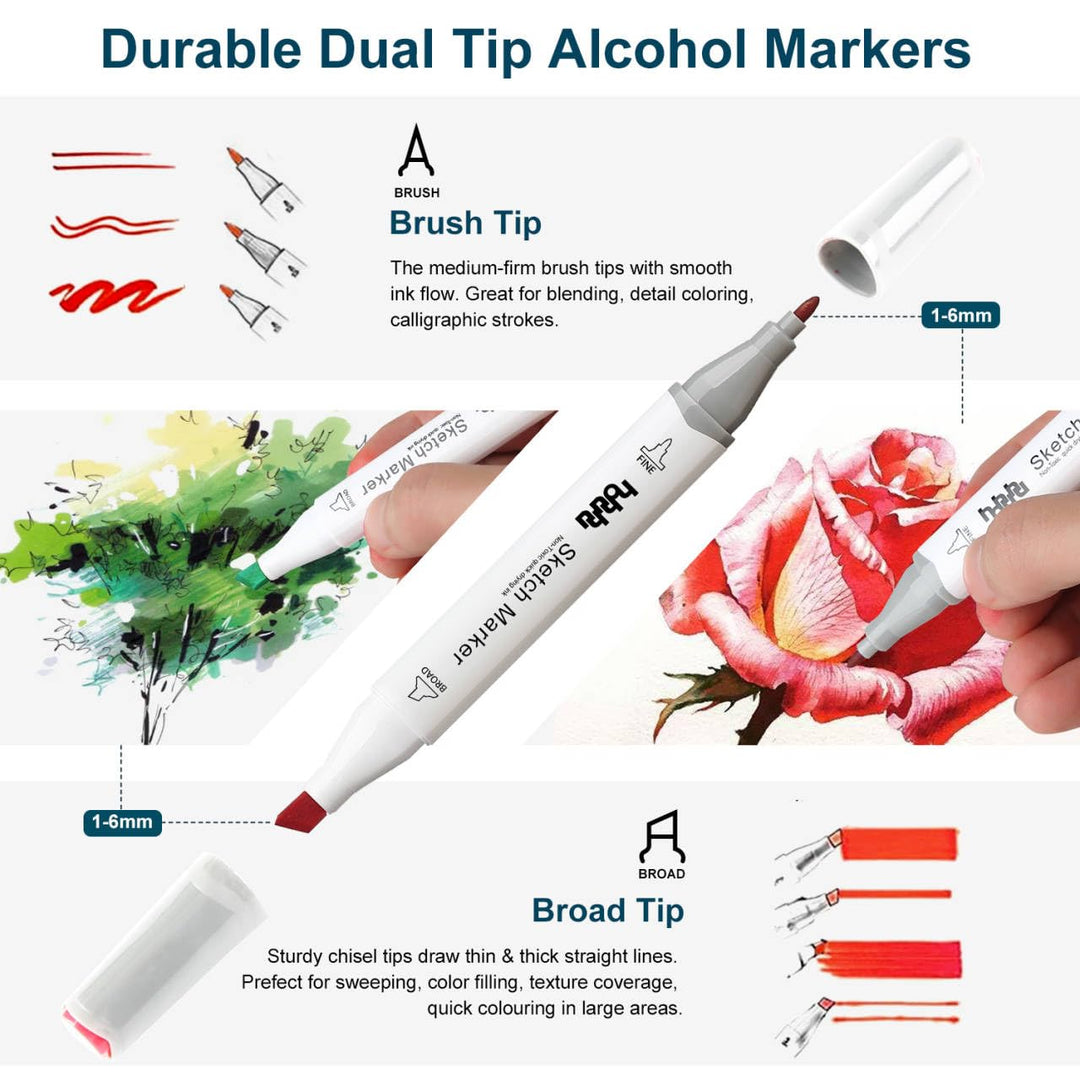 Alkohol Marker Set 100 Farben Doppelspitze für Illustration - Bild 5
