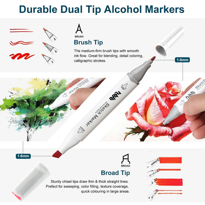 Alkohol Marker Set 100 Farben Doppelspitze für Illustration - Bild 5