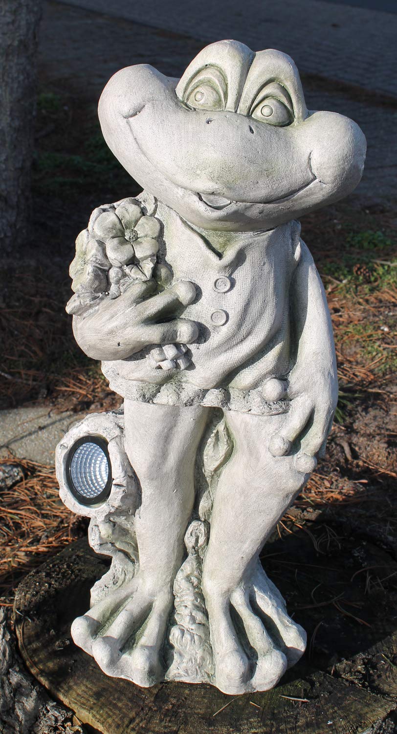 Solar Gartenfigur Frosch 66 cm Magnesia Steinoptik LED Dämmerungssensor - Bild 7