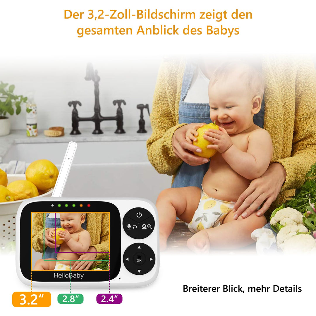 Babyphone mit Kamera 3,2-Zoll-IPS-Display ohne WLAN Nachtsicht - Bild 3