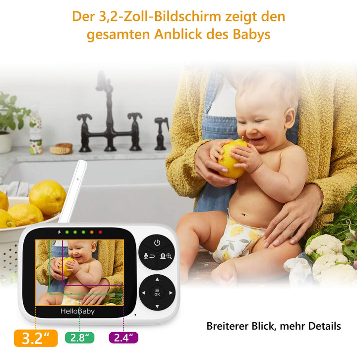 Babyphone mit Kamera 3,2-Zoll-IPS-Display ohne WLAN Nachtsicht - Bild 3
