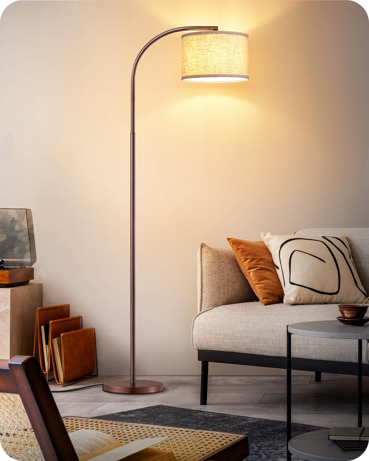 Stehlampe Leinenschirm Bogenlampe 161 cm E27 für Wohnzimmer - Bild 7