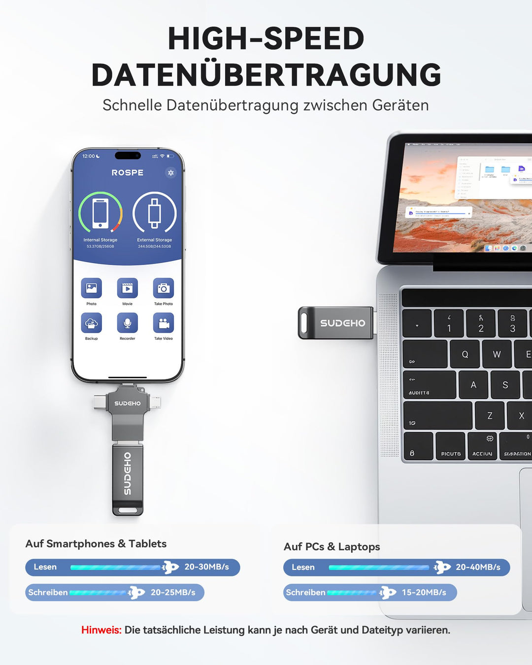 USB-Stick 4-in-1 128GB für iPhone iPad Android MFi-zertifiziert - Bild 3