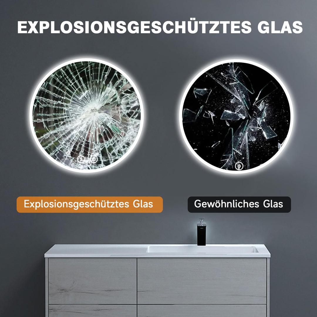 Badspiegel rund LED 60 cm mit Dimmer und Speicherfunktion - Bild 5