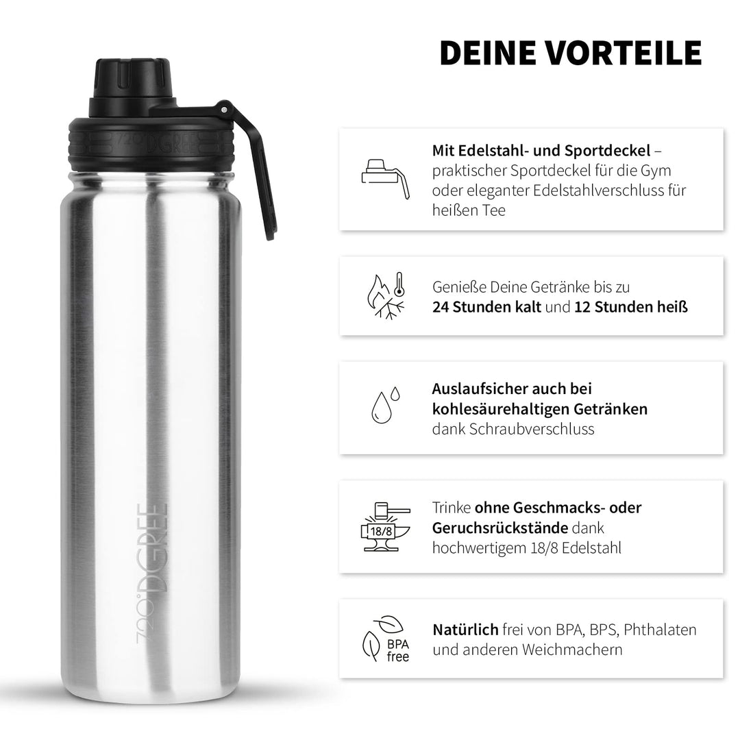 Thermosflasche Edelstahl 1200ml 24h kalt 12h heiss auslaufsicher - Bild 2