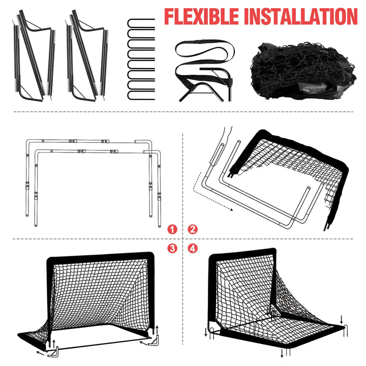Fussballtor Set Pop-Up 2er faltbar 1,2x0,9m mit Ball Hütchen Pumpe - Bild 9