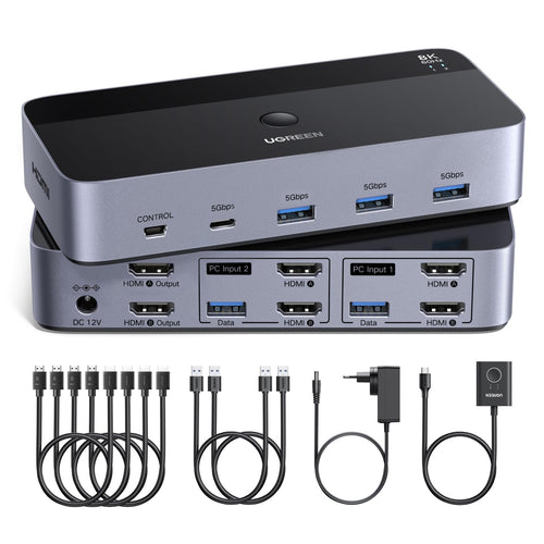 KVM Switch 2x2 HDMI 2.1 8K60Hz 4K240Hz mit USB 3.0 Hub
