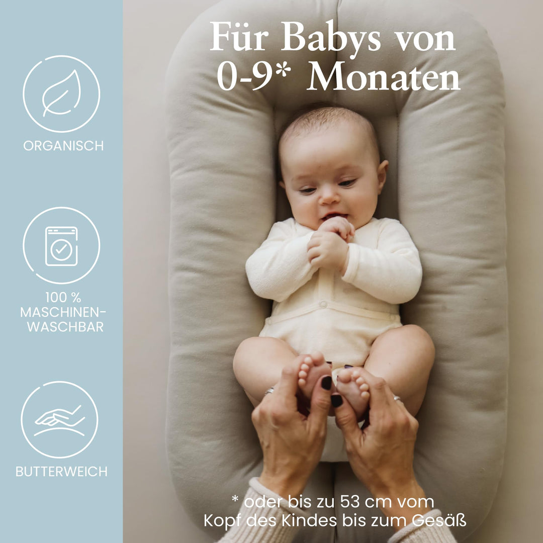 Babynest Bio-Baumwolle 74x43.5cm Hängematte 0-9 Monate mit Reisetasche - Bild 3