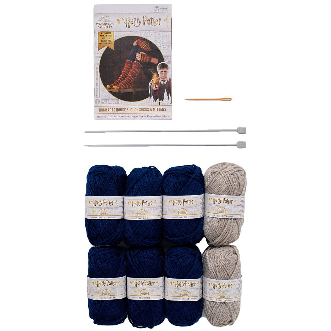 Strickset Socken &amp; Fäustlinge Ravenclaw Harry Potter Indigo Silber - Bild 2