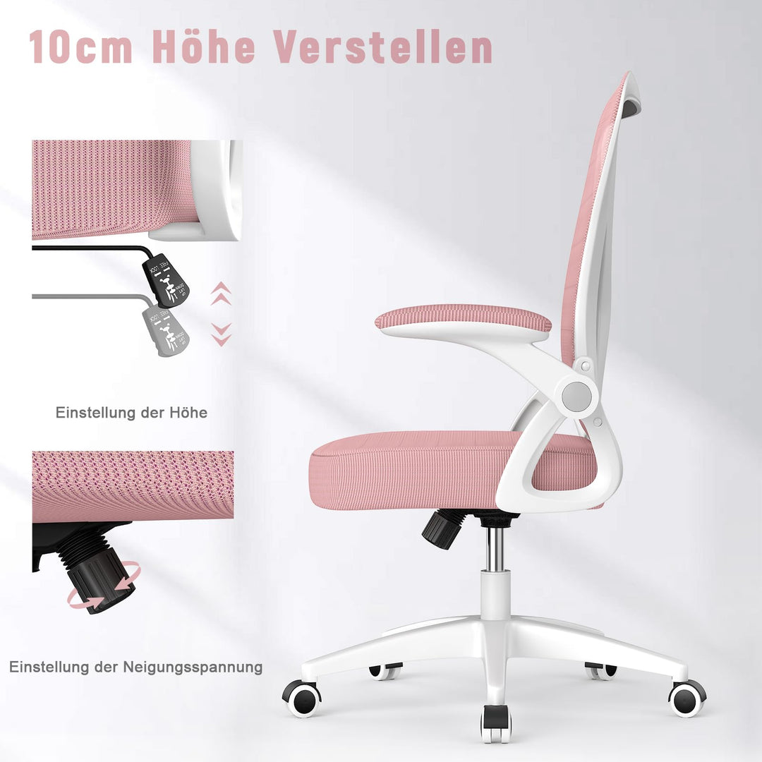 Bürostuhl Ergonomisch Netz Lordosenstütze 360° Rosa - Bild 3