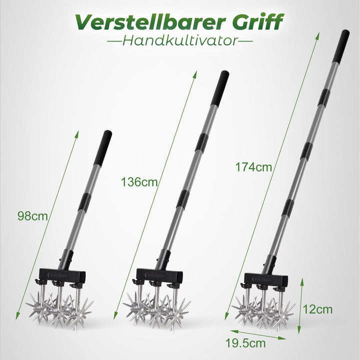 Gartenkultivator rotierend Teleskopstiel 97–173 cm Beetpflege - Bild 2