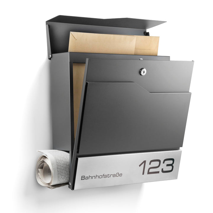 Wand-Briefkasten Stahl personalisierbar mit Gravur Anthrazit RAL 7016 - Bild 8